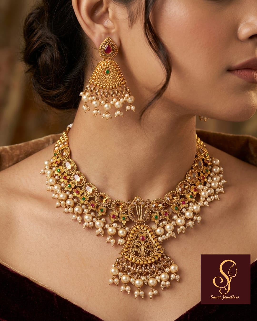 Sanvi Jewellers Bridal Model with Necklace